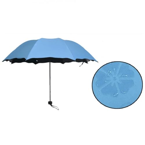 HEXHUASR Regenschirm Tragbares Manuell Faltbares Regenschirm Blüte Regenschirm Schwarz Klebstoff Beschichtetes Lichtgewicht Uv Regenschirm-Blau von HEXHUASR