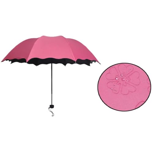 HEXHUASR Regenschirm Tragbares Manuell Faltbares Regenschirm Blüte Regenschirm Schwarz Klebstoff Beschichtetes Lichtgewicht Uv Regenschirm-R von HEXHUASR