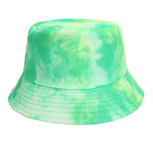 HEXHUASR Sonnenhut Damen Lackierter Krawattenfischerhut, Doppelseitiger Hut Von Männern Und Frauen, Zwei-wear-Sonnenschutz, Casual Basin Hut-grün-einheitsgröße von HEXHUASR