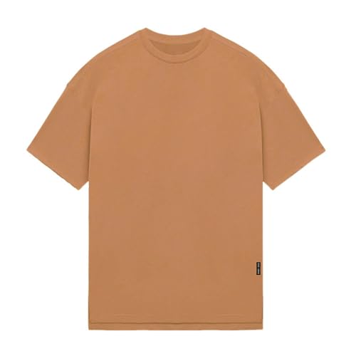 HEXHUASR T-Shirts Für Herren Sommer Herren-t-Shirt Lose Rundes Nacken T-Shirt Kurzarm Herren Saum Split Sport Bottoming T-Shirt- Orange-XL von HEXHUASR