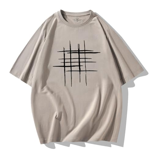 HEXHUASR T-Shirts Für Herren Summer Herren-kurzärmeliges T-Shirt, Runder Hals, Trendiges Bodhemd, Halbärmeliges Loses T-Shirt-dunkler Khaki-XL von HEXHUASR