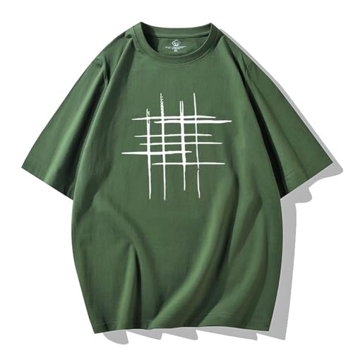 HEXHUASR T-Shirts Für Herren Summer Herren-kurzärmeliges T-Shirt, Runder Hals, Trendiges Bodhemd, Halbärmeliges Loses T-Shirt-grün-l von HEXHUASR