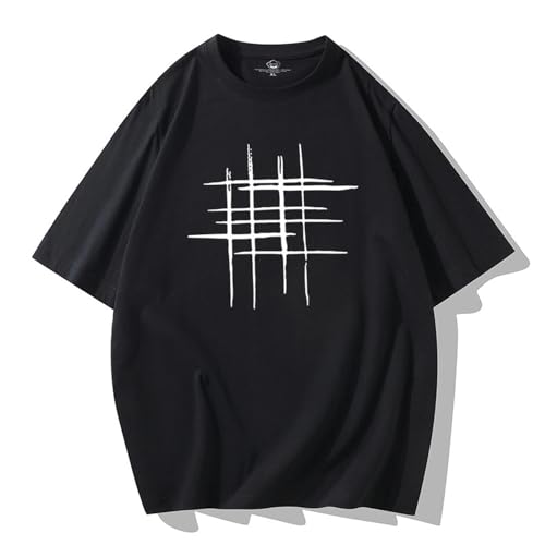 HEXHUASR T-Shirts Für Herren Summer Herren-kurzärmeliges T-Shirt, Runder Hals, Trendiges Bodhemd, Halbärmeliges Loses T-shirt-schwarz-5xl von HEXHUASR