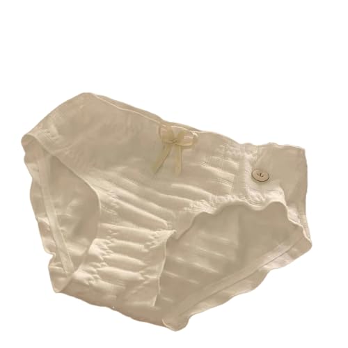 HEXHUASR Unterhosen Damen 2 Stücke Atmungsaktive Baumwollunterwäsche Mit Mid-t-bogenknoten, Atmungsaktive Baumwolle, Hautfreundliche-weiß (2 Stücke)-XL (60-75 Kg) von HEXHUASR
