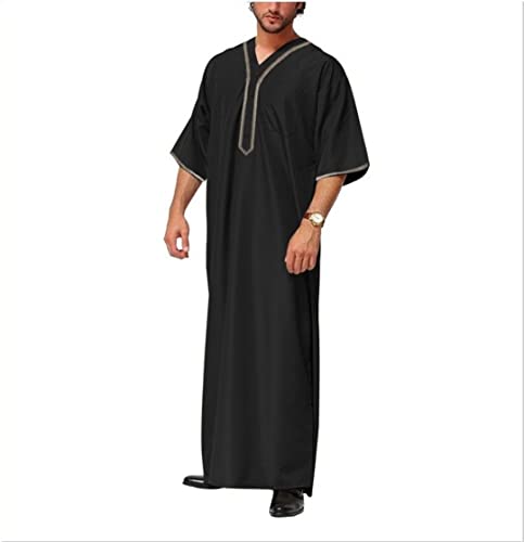 Arabische Abaya für Männer Islam Galabia Musselin Thobe Kameez Kaftan Muslim Arabisch Dubai Malaysia Herren Lose Robe Button Shirt Männer von HEYDHSDC
