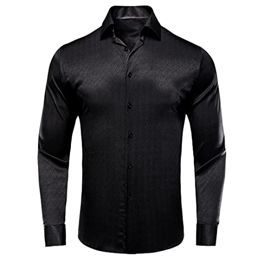 Jacquard-Seidenhemd für Herren, lange Ärmel, Revers-Overshirt, bequem, atmungsaktiv von HEYDHSDC
