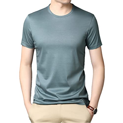 Sommer Seide T Shirt für Herren Kleidung Herren T-Shirts Tops Kurzarm Bottoming T-Shirt von HEYDHSDC