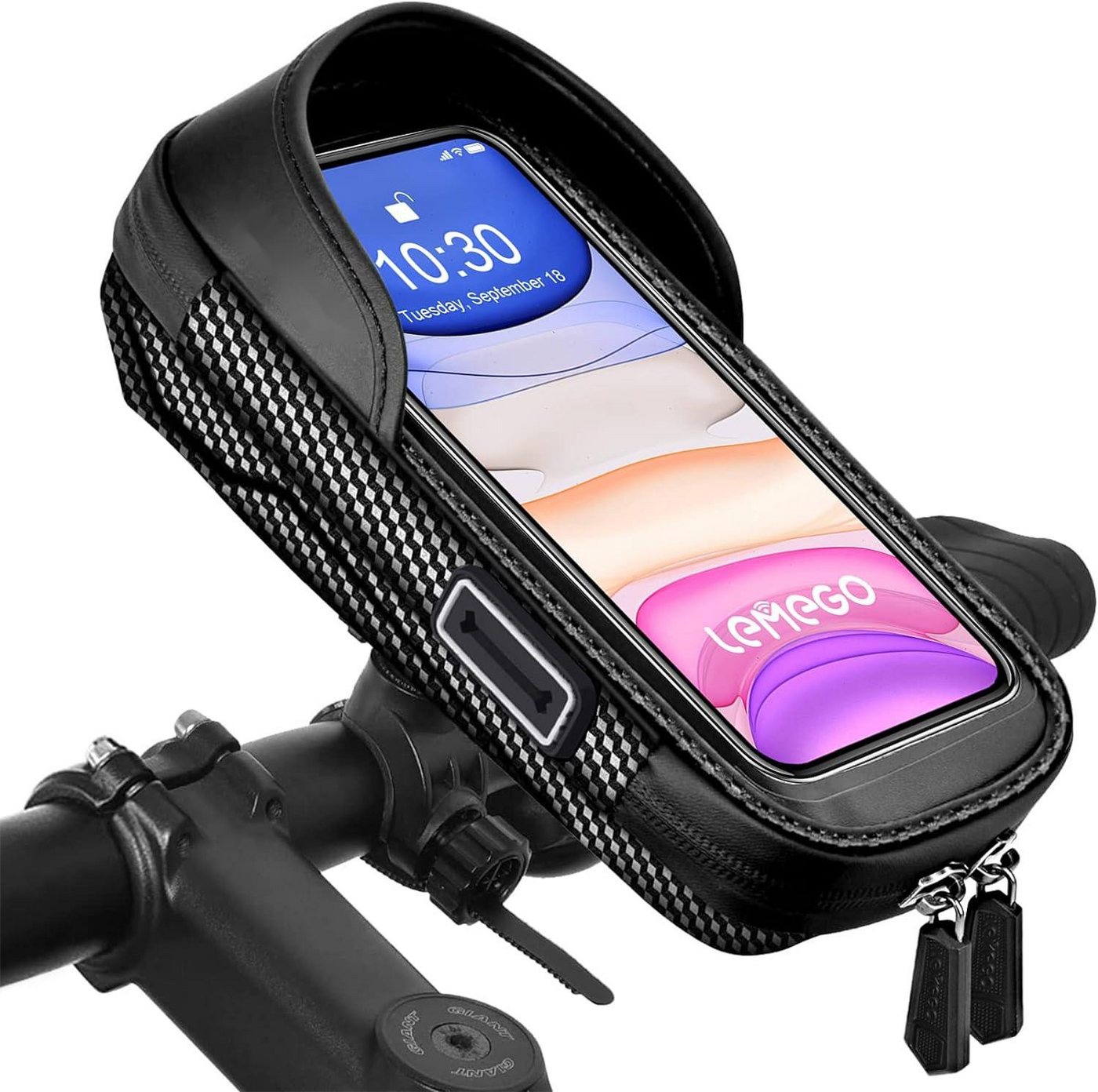HEYHIPPO Handyhalterung passend für Fahrrad-/Motorradrahmen oder Lenker/ Handy-Halterung, (bis 6,50 Zoll, 360° drehbar/geeignet für 6,5-Zoll-Handy, GPS, Satellitennavigation oder andere Geräte,wasserdicht) von HEYHIPPO