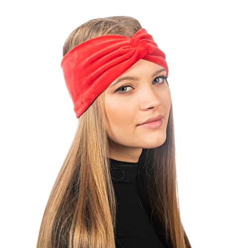 HEYO Damen Stirnband Winter Samt Haarband Breit Kopfband warme Ohrenwärmer (Rot) von HEYO