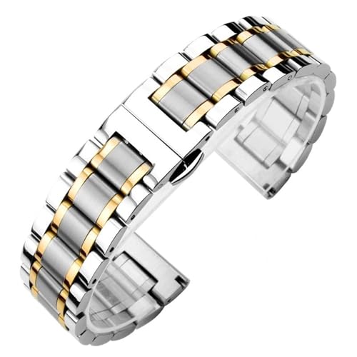 Uhrenarmband aus Metall und Edelstahl, 12 mm, 13 mm, 14 mm, 15 mm, 16 mm, 17 mm, 18 mm, 19 mm, 20 mm, 21 mm, 22 mm, 24 mm, Uhrenarmband, universelles Smartwatch-Ersatzarmband for Damen und Herren(Silv von HFBZVAFC