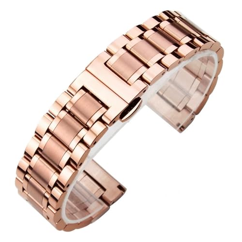 Uhrenarmband aus Metall und Edelstahl, 12 mm, 13 mm, 14 mm, 15 mm, 16 mm, 17 mm, 18 mm, 19 mm, 20 mm, 21 mm, 22 mm, 24 mm, Uhrenarmband, universelles Smartwatch-Ersatzarmband for Damen und Herren(Rose von HFBZVAFC
