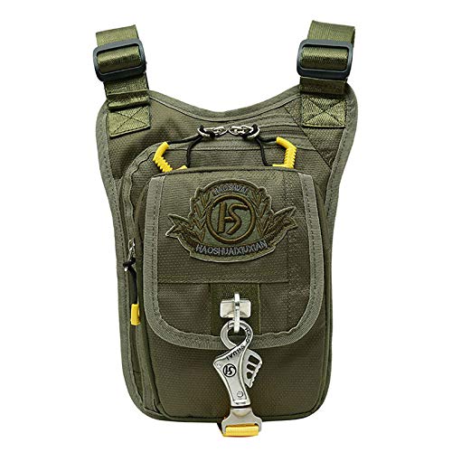 Motorrad Oberschenkeltasche, Herren Nylon Drop Beintasche Taille Hosentasche Gürtel Hüfte Reise Motorrad Fahrrad Oberschenkeltasche Geldbörse Umhängetasche Umhängetasche(1 Green) von HFGDRH