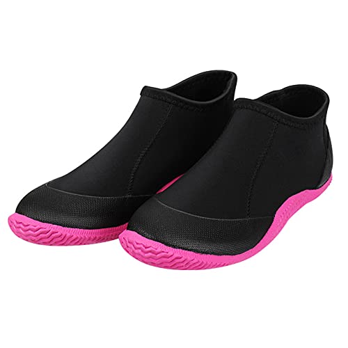 HGYJ 3 mm Neopren-Reißverschluss-Stiefel, Premium Neopren Füßling Für Geräteflosse, Herren und Damen Angeln Tauchen Sandstrand Schnorcheln Surfen,Pink,9 von HGYJ