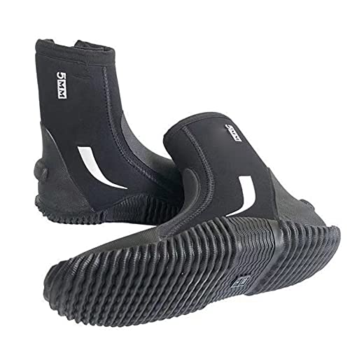 HGYJ 5 mm Neopren-Reißverschluss-Stiefel, Premium Neopren Füßling Für Geräteflosse, Herren und Damen Draussen Angeln Tauchen Sandstrand Schnorcheln Surfen,Black,7 von HGYJ