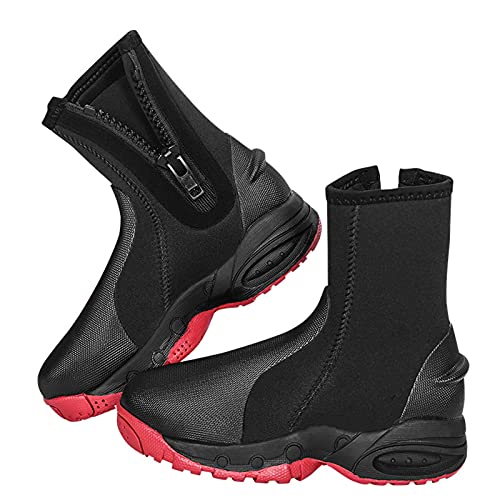 HGYJ 5 mm Neopren-Reißverschluss-Stiefel, Premium Neopren Füßling Für Geräteflosse, Herren und Damen Wasserrettung im Freien Angeln Tauchen Sandstrand Schnorcheln Surfen,Black,4 von HGYJ