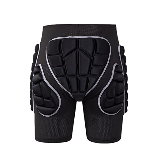 HGYJ Atmungsaktive Aufprallschutz-Shorts,3D gepolsterte Shorts, die die Hüfte schützen,für Erwachsene Skating Skifahren Rennwagen Sportschutz,Black,XL von HGYJ