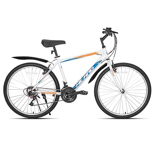 HILAND 26 Zoll Mountainbike Hardtail MTB Bike Fahrrad V Bremse 18 Gänge für Herren Frauen Jungen und Mädchen Weiß/Blau 457mm Stahlrahmen von HH HILAND