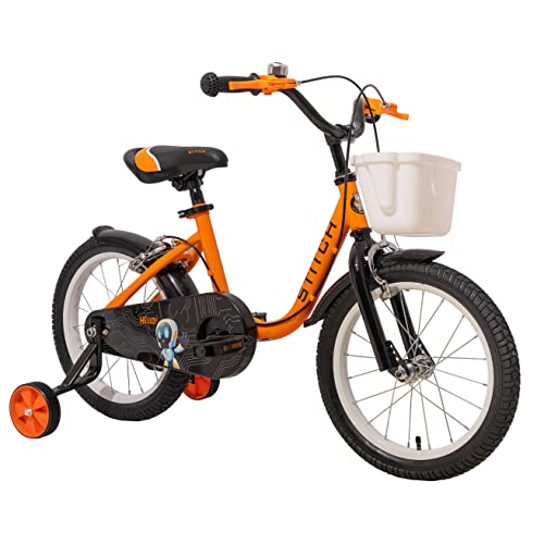 HILAND KIELA 12 Zoll Kinderfahrrad für Kinder Jungen Mädchen ab 3 4 5 Jahre alt Fahrrad mit Stützrädern Korb Klingel Handbremse Orange von HH HILAND