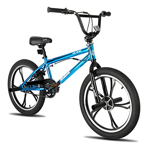 Hiland 20 Zoll 5 Speichen Kinder BMX Fahrrad für Jungen Mädchen ab 7-13 Jahre alt, 360 Grad Rotor Freestyle, 4 Pegs Kinder BMX Fahrrad, Blau von HH HILAND