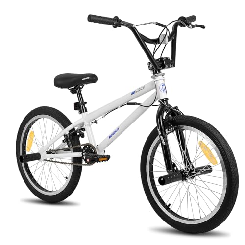 Hiland 20 Zoll BMX Freestyle Bike für Jungen mit 360 Grad Gyro & 4 Pegs, weiß bmxrad von HH HILAND