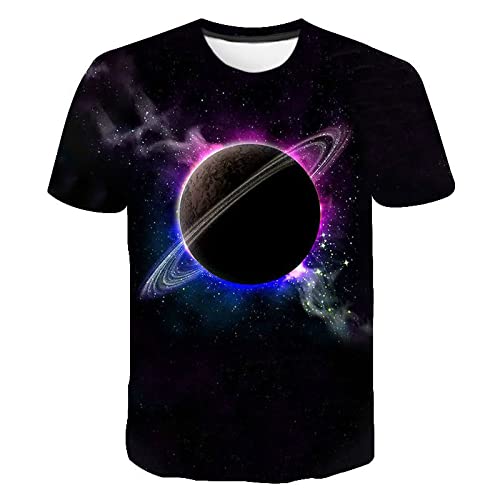 HHRHLKNH 3D Kurzarm Sommer Space Planet Universe 3D Gedrucktes T-Shirt Herren Damen Kinder Sky Star Rundhals Streetwear Herren T-Shirt,Xk-3,4XL von HHRHLKNH