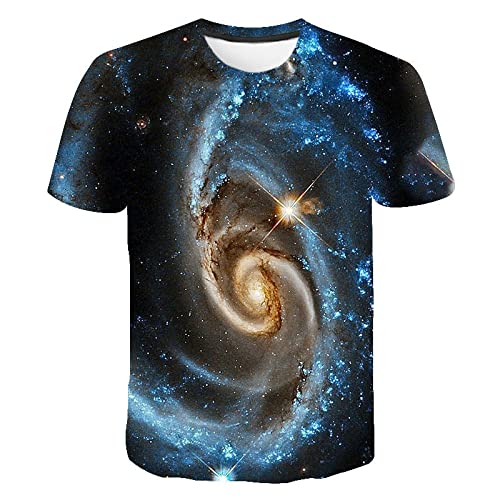 HHRHLKNH Hawaiihemd Herren 3D Sommer Space Planet Universe 3D Gedrucktes T-Shirt Herren Damen Kinder Sky Star Rundhals Streetwear Herren T-Shirt,Xk-4,4XL von HHRHLKNH