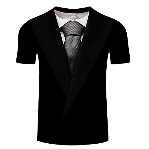 HHRHLKNH T-Shirts Für Herren 3D Krawatte Krawatten Herren Sommerhemden T-Shirt Hemd Retro Krawatten Anzug 3D Druck T-Shirt Casual Sleeve Sleeve Hülse Lustige Anzug Tops-T10_S_China von HHRHLKNH