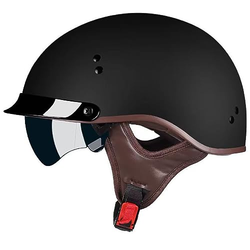 Retro Halbhelm Motorradhelm Halbschalenhelm Jethelm ECE-Zertifizierung Moped Helm Rollerhelm Cruiser Chopper Moped Scooter Helm Mit Schnellverschlussschnallen von BCYBD