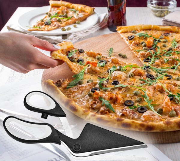 Pizzaschere aus Edelstahl - Griffe mit Silikonbeschichtung - Sauber... von HI