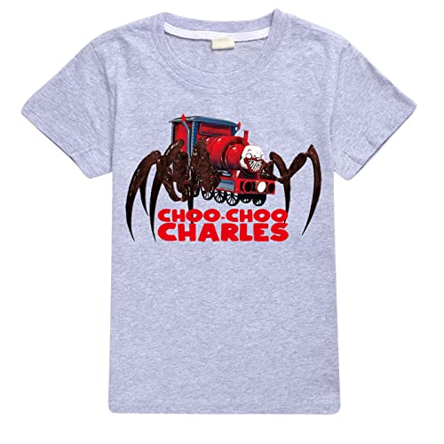 Choo Choo Charles Cartoon Print T-Shirt Sommer Kinder Kurzarm Herren Damen Casual Fashion Rundhals Sweatshirt Oversize-Blue||XS von HIAPES