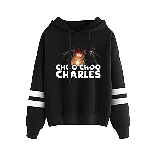 Choo Choo Charles Langarm Sweatshirt, Cartoon Muster Pullover Männer Frauen Frühling Herbst Kapuzenpullover Lässig Activewear Mode Oberbekleidung Übergröße-Black||XS von HIAPES