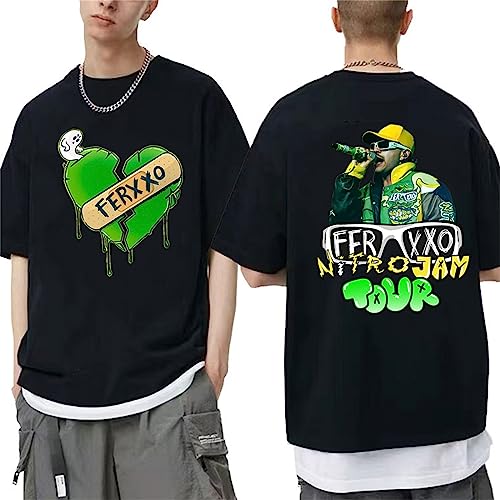 Feid Ferxxo T-Shirt Herren Damen 90er Jahre Rapper Graffiti Kurzarm Sommer Baumwolle Mode Übergroßes Rundhals-Sweatshirt Für Männer Und Frauen-Black||XS von HIAPES