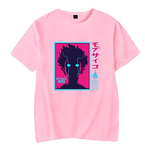 HIAPES Kurzarm Sweatshirt Mob Psycho 100 Summer Classic T Shirt Unisex Street Casual Fashion Cool Tops Oversize-Pink||4XL von HIAPES