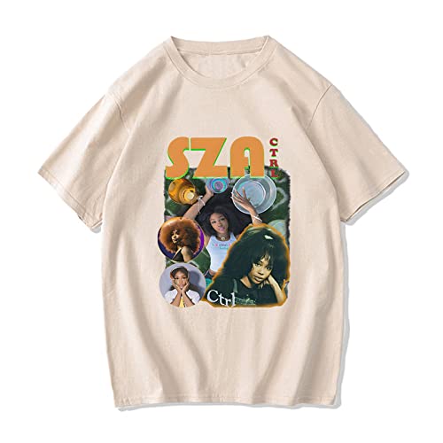 HIAPES Popsänger Bedrucktes Übergroßes T-Shirt SZA Cartoon Kurzarm, Frühling Und Sommer O-Ausschnitt Baumwoll T Shirt Unisex Casual Top XS ~ 3XL-Black||XS von HIAPES