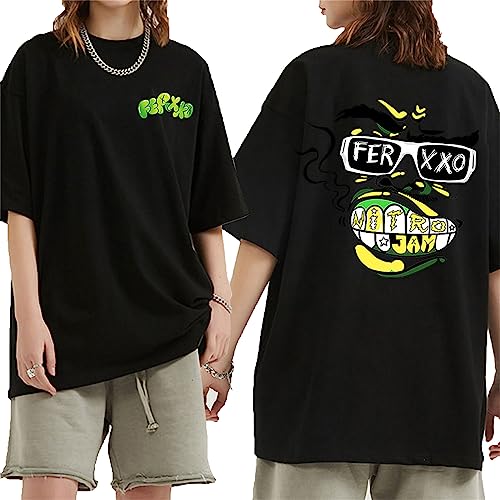Kurzarm Feid Ferxxo Reversible Sommer Klassisches T-Shirt Unisex Oversize Herren Damen Hip Hop Baumwolle Sweatshirt Lässige Mode Coole Tops Übergröße-Black||XS von HIAPES