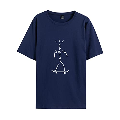 Kurzarm Sweatshirt Travis Scott Bedrucktes T-Shirt, Unisex Kurzarmpullover Rundhals Herren T Shirt Streetwear Casual Tops XS~3XL-Black||XS von HIAPES