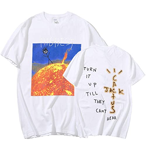Travis Scott Reversible Printing T Shirt Sommer Herren Hip Hop Rap Kurzarm Damen Casual Street Fashion Rundhals Sweatshirt Oversize-Black||XS von HIAPES