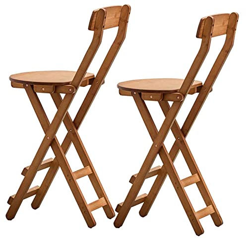Klappstuhl-Set mit 2 Stühlen – hoher Barhocker aus Holz mit Rückenlehne und Fußstütze, platzsparend und einfache Installation – 150 kg Tragkraft – ideal für die Frühstücksbar in der Küche, abgerundete von HIARAN