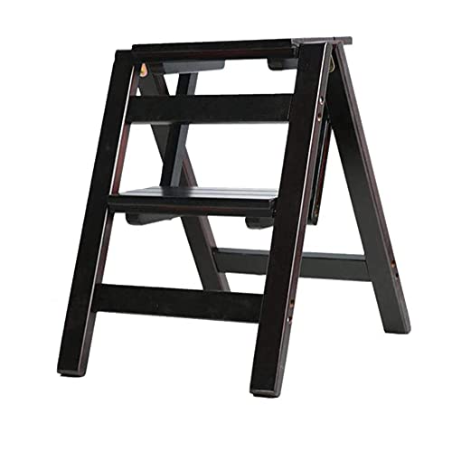 Trittleiter, mehrschichtig, zusammenklappbar, für die Küche, Holz-Tritthocker, multifunktionaler, tragbarer Leiterstuhlsitz mit Rutschfester Fußabdeckung, Heim-, Küchen-, Badezimmer- und Büromöbel von HIARAN