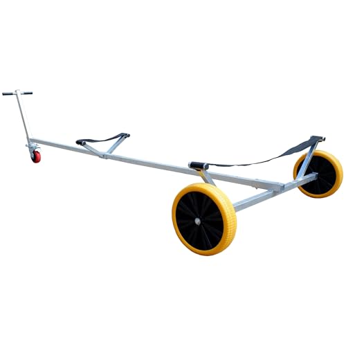 HIBO Strandtrailer – Demontierbarer Trailer mit Kielstütze – Leichtgewicht 21 kg – Verzinkter Stahl – Kugelgelagerte breite Räder – Für Motorboote, Gummiboote, Ruderboote und Segelboote von HIBO