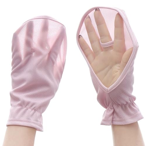 HIFFEY Sonnencreme-Handschuhe, atmungsaktiv, dünn, Damen-Handschuhe, Outdoor-Sport, Radfahren, Handschuhe, Ärmel, Sommer (Color : Pink) von HIFFEY