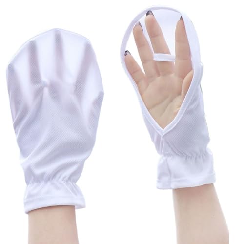 HIFFEY Sonnencreme-Handschuhe, atmungsaktiv, dünn, Damen-Handschuhe, Outdoor-Sport, Radfahren, Handschuhe, Ärmel, Sommer (Color : White) von HIFFEY