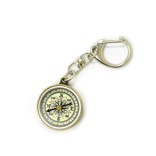 Mini-Kompass, tragbar, Outdoor, Camping, Wandern, Taschennavigator, Schlüsselanhänger, Kompass, Kletterausrüstung (Color : 1pcs Gold) von HIFFEY