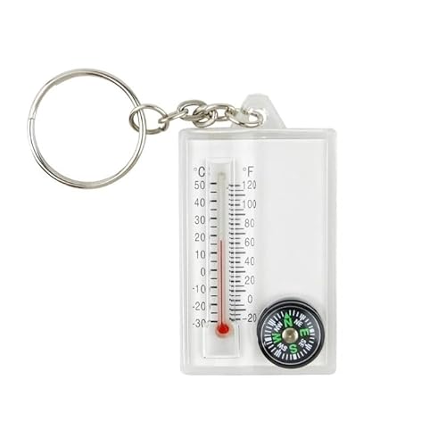 Mini-Schlüsselanhänger, multifunktionales Camping-Kompass-Thermometer, Outdoor-Kletter-Temperaturtester von HIFFEY