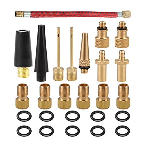 Fahrradventil Adapter Set, 26er DV SV AV Premium Messing Fahrrad Ventil mit Kegel Adaptern Französisches Blitzventil für Kompressor Fahrradpumpe Luftpumpe Kompressor Ballpumpe Basketball Fußball von hifrom