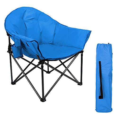 HIGH POINT SPORTS Campingstuhl Faltbar Moon Chair XXL bis 150kg Klappstuhl Extra Breit Campingsessel Angelstuhl für Indoor Outdoor Camping Blau von HIGH POINT SPORTS