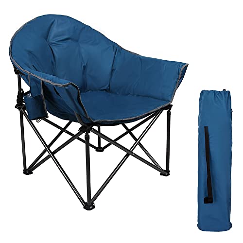 HIGH POINT SPORTS Campingstuhl Faltbar Moon Chair XXL bis 150kg Klappstuhl Campingsessel Angelstuhl für Outdoor Camping Dunkelblau von HIGH POINT SPORTS