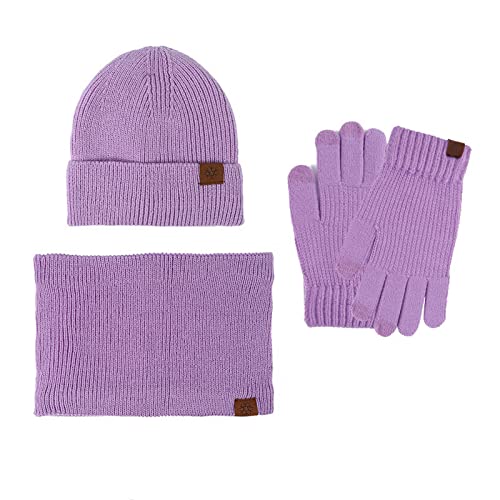 HIHELO Damen Skullies & Beanies Winter Warm Mütze, Schal, Handschuhe und Gepolstert Set-2 von HIHELO