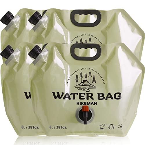 HIKEMAN Camping Wasser Container Tasche - 8L Faltbare Wasserkanister Wassersack mit Hahn,Tasche für Outdoor Camping Grill,Wandern und die Wasserspeicherung zu Hause Haushalt BPA Frei (4) von HIKEMAN