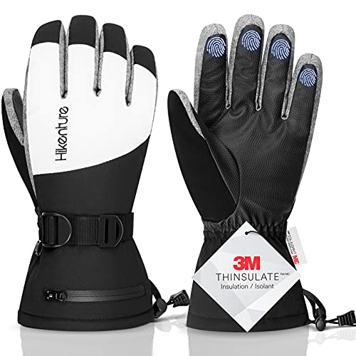 HIKENTURE Winterhandschuhe Herren Damen Wasserdicht, Winddichte Skihandschuhe Winterhandschuhe Fahrrad Ski Laufen Männern Frauen, Winddichte Handschuhe Winter mit Langlauf-Black-L von HIKENTURE